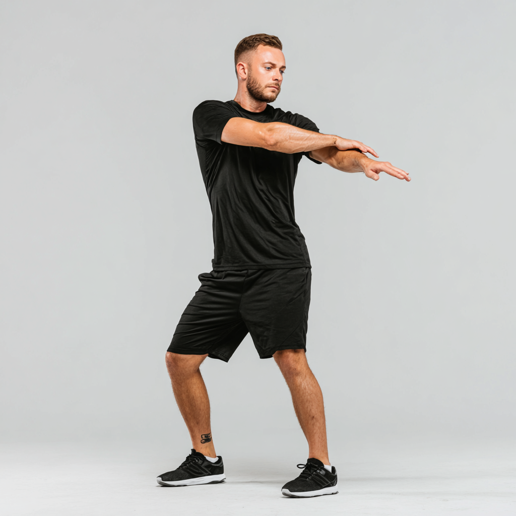 experienced fitness professional demonstrating proper movement technique